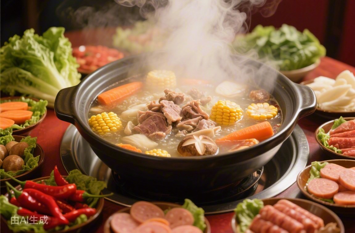 Hot Pot and Korean BBQ,团体聚餐,共享餐桌,互动烹饪